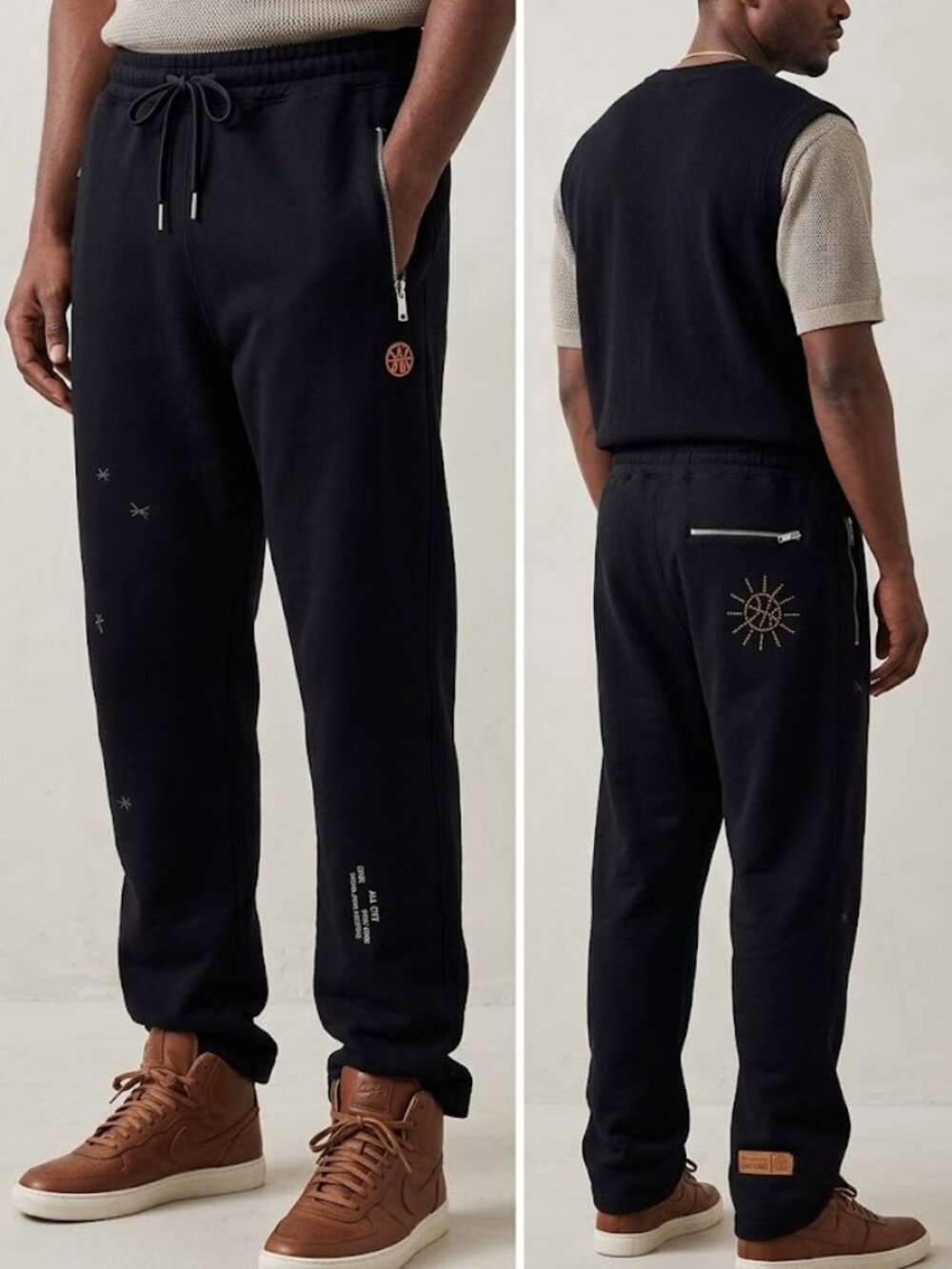 Just Don All City Graphic Embroidered Artful Drawstring Sweatpants Mens SZ Large